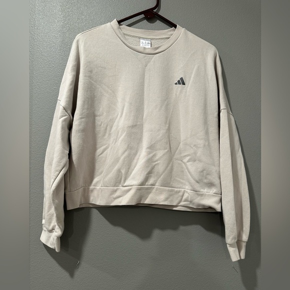 Adidas women's cropped sweatshirt, size M,cream color, relaxed style - Picture 4 of 6